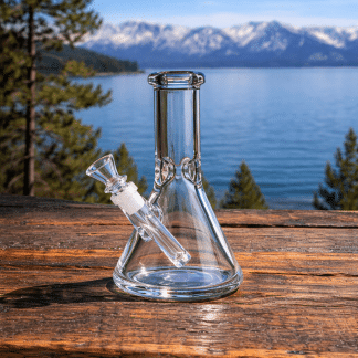 Tahoe Grinder Co. Small 9mm Thick Glass Beaker Bong – Heavy Duty Clear Water Pipe
