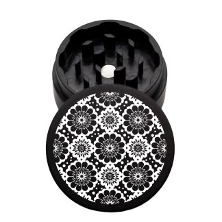 USA Made The Puck® Grinder: Flowers, Black, 1.750 [45mm], 2 Piece