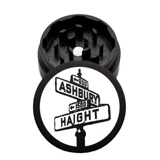 USA Made The Puck® Grinder: Haight x Ashbury San Francisco, Black, 1.750 [45mm], 2 Piece
