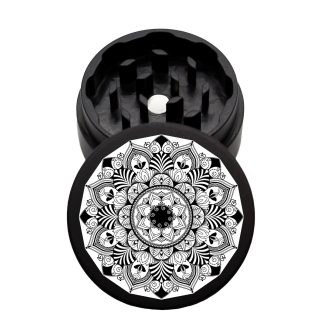 USA Made The Puck® Grinder: Royal Mandala, Black, 1.750 [45mm], 2 Piece