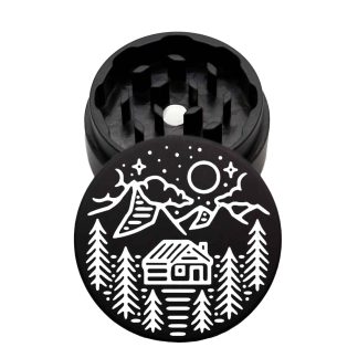 USA Made The Puck® Grinder: Cabin Trees, Black, 1.750 [45mm], 2 Piece