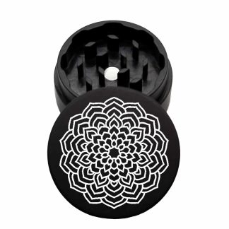USA Made The Puck® Grinder: Larkspur Mandala, Black, 1.750 [45mm], 2 Piece