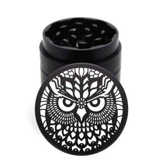 USA Made: Horned Owl Mandala, 1.750 [45mm], Black, 3 Piece Mini