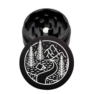 USA Made The Puck® Grinder: Tent In The Woods, Black, 1.750 [45mm], 2 Piece