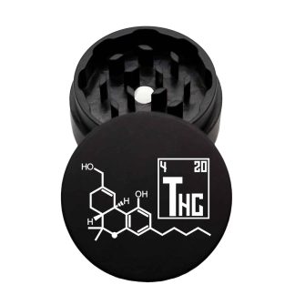 USA Made The Puck® Grinder: THC Molecule , Black, 1.750 [45mm], 2 Piece