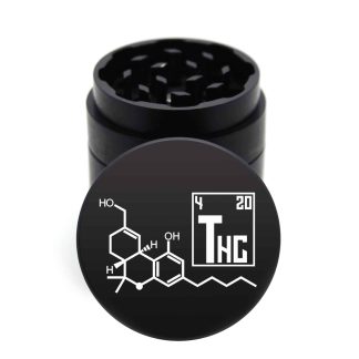 USA Made: THC Molecule , Black, 1.750 [45mm], 3 Piece Mini