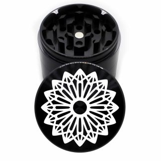 Amaryllis Mandala 63mm Black CNC Cannabis Grinder – 4 Piece