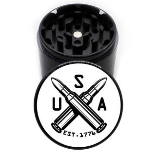 1776 Patriotic 63mm Black 4-Part Cannabis Grinder