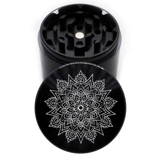 Sharktooth Mandala 63mm Black CNC Weed Grinder – 4 Piece