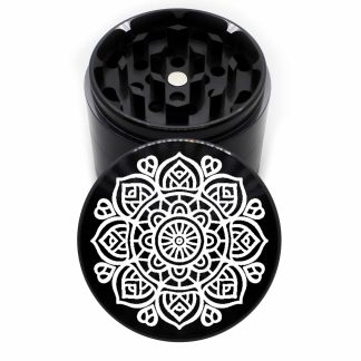 Sunflower Design 63mm Black 4-Part Marijuana Grinder