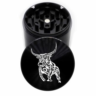 Taurus Edition 63mm Black 4-Chamber Herb Grinder