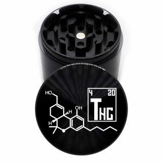 THC Molecule Edition 63mm Black CNC Weed Crusher – 4 Chamber