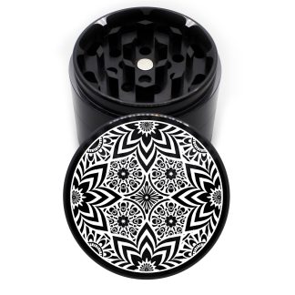Trippy Hippie Edition 63mm Black CNC 4-Chamber Weed Grinder