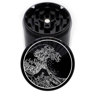 Great Wave Off Kanagawa 63mm Black 4-Piece Herb Grinder