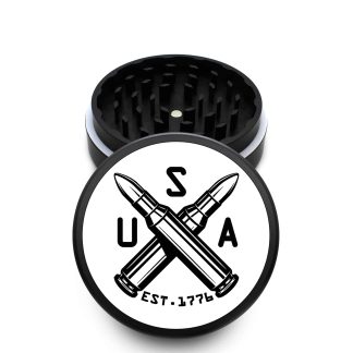 USA Made The Puck® Grinder: EST. 1776, Black, 3.500 inch [90mm], 2 Piece