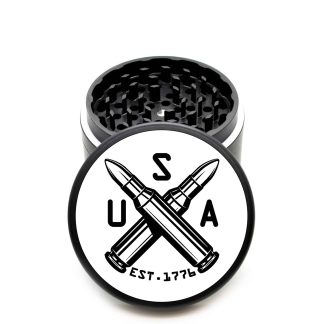 USA Made The Puck® Grinder: EST. 1776 – 90mm Black Patriotic Herb Grinder