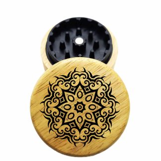The Hybrid™ Mini Grinder: 8pt Mandala – Mini Wooden Herb Grinder 2.3" Two Piece