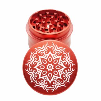 8PT Mandala Red Mini Herb Grinder – Metal Weed Crusher