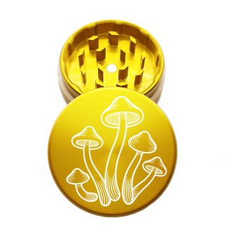 USA Made: Mushrooms, The Puck® Grinder, Gen II, Gold, 63mm, 2-Piece