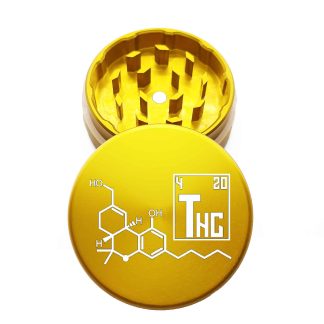 USA Made: THC Molecule, The Puck® Grinder, Gen II, Gold, 63mm, 2-Piece