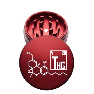 USA Made: THC Molecule, The Puck® Grinder, Gen II, Red, 63mm, 2-Piece