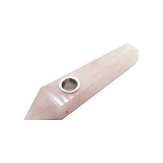 Rose Quartz Gemstone Pipe with Screen (Style #26)