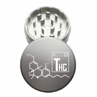 USA Made: THC Molecule, The Puck® Grinder, Gen II, Silver, 63mm, 2-Piece