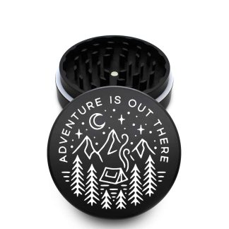 USA Made The Puck® Grinder: Adventure Is Out There , Black, 3.500 inch [90mm], 2 Piece