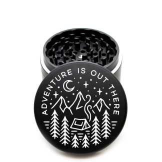 USA Made The Puck® Grinder: Adventure Is Out There – 90mm Black Premium Weed Grinder