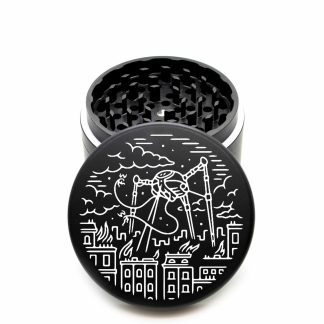 USA Made The Puck® Grinder: Aliens – 90mm Black Metal Herb Crusher