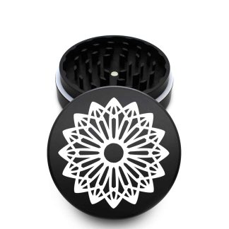 USA Made The Puck® Grinder: Amaryllis Mandala, Black, 3.500 inch [90mm], 2 Piece
