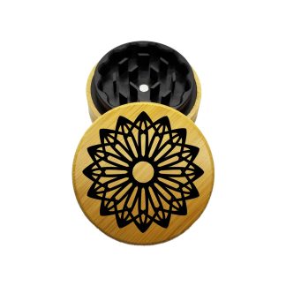 USA Made The Puck® Hybrid™ Grinder: Amaryllis – 2.75" Wood Top Weed Grinder – 2PC Setup