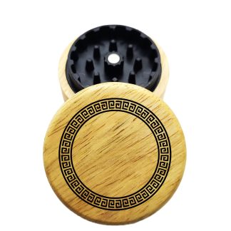The Hybrid™ Mini Grinder: Aztec – Mini Wood Top Weed Grinder – 2.3" Two Piece