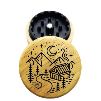 The Hybrid™ Mini Grinder: Cabin River – Mini Wooden Herb Grinder 2.3" Wood Top