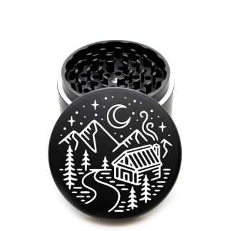 USA Made The Puck® Grinder: Cabin River – 90mm Black Metal Herb Grinder