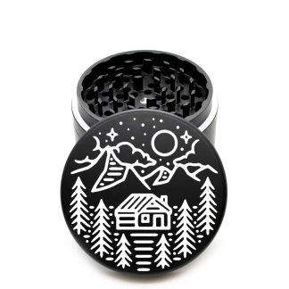 USA Made The Puck® Grinder: Cabin Trees – Large 90mm Black Weed Grinder