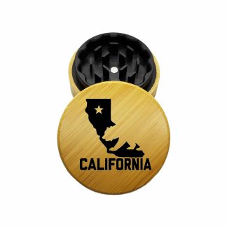 USA Made The Puck® Hybrid™ Grinder: Cali Bear – 70mm Wood Top Herb Grinder – Two Piece Grinder