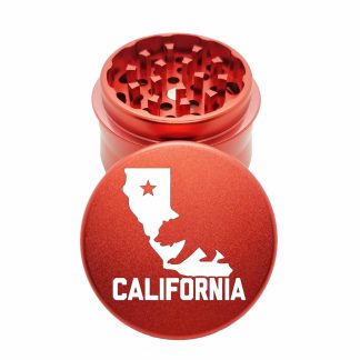 Cali Bear Red Pocket Herb Grinder – Aluminum 4 Piece