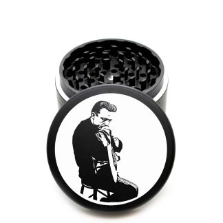 USA Made The Puck® Grinder: Johnny Cash 1 – 90mm Black Classic Herb Grinder