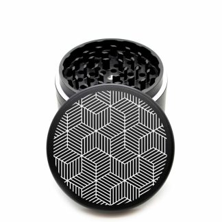 USA Made The Puck® Grinder: Cubic V2 – 90mm Black Aluminum Cannabis Grinder