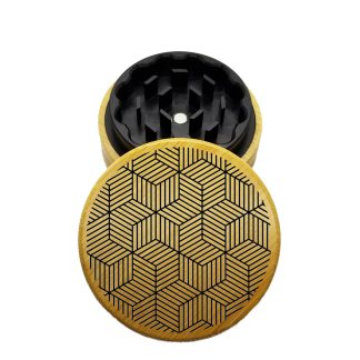 USA Made The Puck® Hybrid™ Grinder: Cubic V2 – 70mm Wooden Herb Grinder – 2PC Herb Grinder