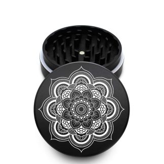 USA Made The Puck® Grinder: Dahlia Mandala, 3.500 inch [90mm], Black, 2 Piece