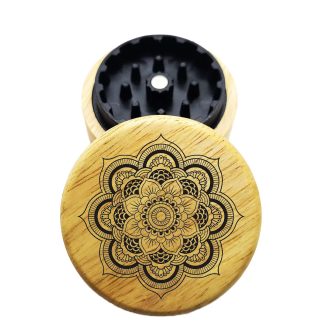 The Hybrid™ Mini Grinder: Dahlia – 2.3" Wood Top Weed Grinder – Compact 2PC