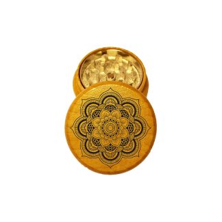 Dahlia Mandala Mini Wooden Weed Grinder – Pocket Herb Grinder