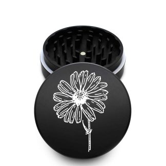 USA Made The Puck® Grinder: Daisy, Black, 3.500 inch [90mm], 2 Piece