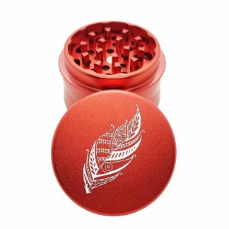 Feather Red Small Metal Weed Grinder – 4 Piece Design
