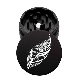 USA Made The Puck® Grinder: Umpqua Feather Mandala, Black, 1.750 [45mm], 2 Piece