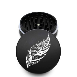 USA Made The Puck® Grinder: Umpqua Feather Mandala, Black, 3.500 inch [90mm], 2 Piece