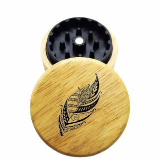 The Hybrid™ Mini Grinder: Feather – Mini Wood Top Herb Grinder – 2.3" 2PC
