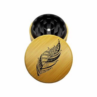 USA Made The Puck® Hybrid™ Grinder: Feather – 2.75" Wooden Weed Grinder – Two Piece Grinder